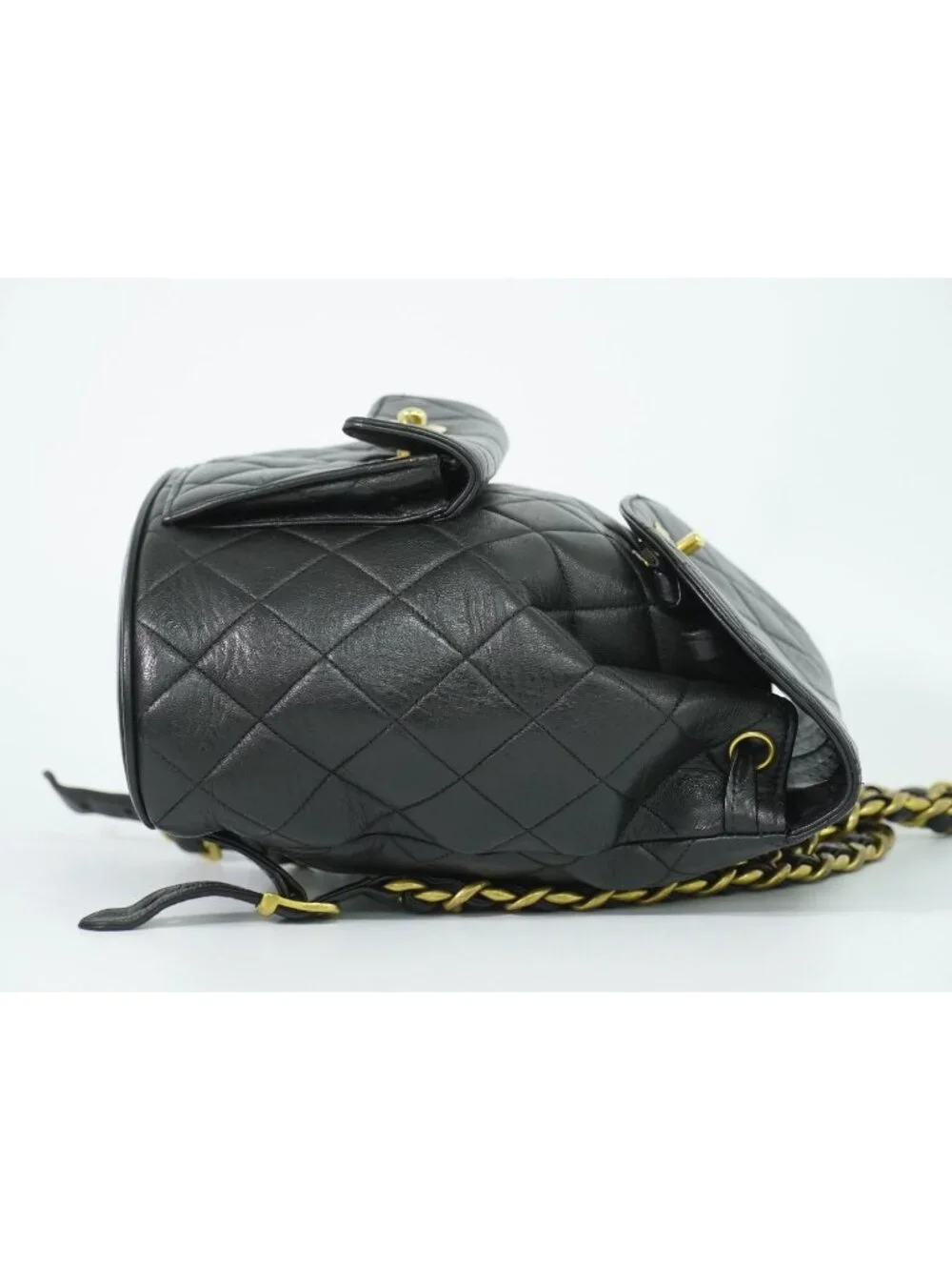 Chanel CC Logo Quilted Backpack Lambskin Leather Black